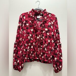 Cabi Corsage Blouse in wine size medium